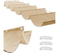 Voile d'ombrage rétractable réglable - Imperméable - Protection UV - 95 % - Pour balcon et pergola, taille personnalisée (1,6 x 12 m, beige) - Idéal pour terrasse, jardin et terrasse