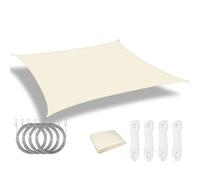 Voile d'ombrage Rétractable Sun Shade Sail Rectangle Canopy Waterproof Cover for Garden Outdoor Patio Deck Pergola Porch Tents(Cream with 4pc Kit,Rectangle 500x300CM)