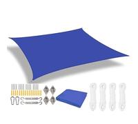 Voile d'ombrage Rétractable Sun Shade Sail Rectangle Canopy Waterproof Cover for Garden Outdoor Patio Deck Pergola Porch Tents(Blue with 24pc Kit,Rectangle 400x200CM)