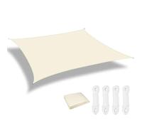 Voile d'ombrage Rétractable Sun Shade Sail Rectangle Canopy Waterproof Cover for Garden Outdoor Patio Deck Pergola Porch Tents(Cream White,Rectangle 300x200CM)