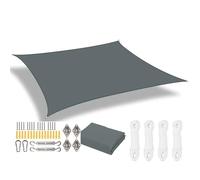 Voile d'ombrage Rétractable Sun Shade Sail Rectangle Canopy Waterproof Cover for Garden Outdoor Patio Deck Pergola Porch Tents(Deep Gray 24pc Kit,Rectangle 500x300CM)