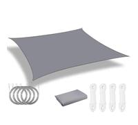 Voile d'ombrage Rétractable Sun Shade Sail Rectangle Canopy Waterproof Cover for Garden Outdoor Patio Deck Pergola Porch Tents(Light Gray 4pc Kit,Rectangle 400x300CM)