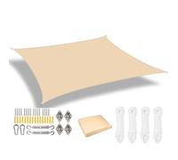 Voile d'ombrage Rétractable Sun Shade Sail Rectangle Canopy Waterproof Cover for Garden Outdoor Patio Deck Pergola Porch Tents(Yellow with 24pc Kit,Rectangle 300x200CM)