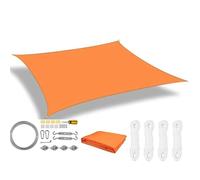 Voile d'ombrage Rétractable Sun Shade Sail Rectangle Canopy Waterproof Cover for Garden Outdoor Patio Deck Pergola Porch Tents(Orange with 47pc Kit,Rectangle 400x300CM)