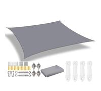 Voile d'ombrage Rétractable Sun Shade Sail Rectangle Canopy Waterproof Cover for Garden Outdoor Patio Deck Pergola Porch Tents(Light Gray 24pc Kit,Rectangle 600x400CM)