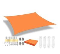 Voile d'ombrage Rétractable Sun Shade Sail Rectangle Canopy Waterproof Cover for Garden Outdoor Patio Deck Pergola Porch Tents(Orange with 24pc Kit,Rectangle 500x400CM)