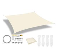 Voile d'ombrage Rétractable Sun Shade Sail Rectangle Canopy Waterproof Cover for Garden Outdoor Patio Deck Pergola Porch Tents(Cream with 47pc Kit,Rectangle 600x400CM)