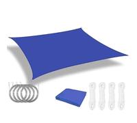 Voile d'ombrage Rétractable Sun Shade Sail Rectangle Canopy Waterproof Cover for Garden Outdoor Patio Deck Pergola Porch Tents(Blue with 4pc Kit,Rectangle 500x300CM)