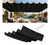 Voile-D'Ombrage Rétractable Vague 0.8 x 4.8 m Rectangulaire Imperméable Anti-UV et Indéchirable Contre Le Vent Voiles Ombrages Rectangulaire pour Patio Jardin Terrasse, Noir
