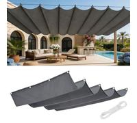 Voile-D'Ombrage Rétractable Vague 1.5 x 1.8 m Rectangulaire Imperméable Anti-UV et Indéchirable Contre Le Vent Filet Protection Solaire pour Patio Jardin Terrasse, Gris Foncé