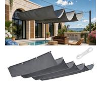 Voile-D'Ombrage Rétractable Vague 1.6 x 3.5 m Protection UV 98% PES Résistant à l'eau Durable Résistant et Respirant Filet Protection Solaire pour Patio Jardin Terrasse, Gris Foncé