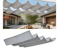 Voile-D'Ombrage Rétractable Vague 1 x 5.9 m Rectangulaire Imperméable Anti-UV et Indéchirable Contre Le Vent Toile d'ombrage Ajourée pour Patio Jardin Terrasse, Gris Clair