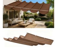 Voile-D'Ombrage Rétractable Vague 1250 x 1350 cm Rectangulaire Imperméable Anti-UV et Indéchirable Contre Le Vent Rétractable Voile Ombrage Vague pour Patio Jardin Terrasse, Brun