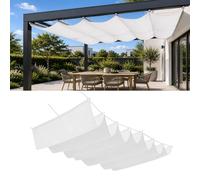Voile-D'Ombrage Rétractable Vague 2.4 x 3.4 m Protection UV 98% PES Résistant à l'eau Durable Résistant et Respirant Toile Ombrage Exterieur pour Patio Jardin Terrasse, Blanc