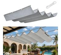 Voile-D'Ombrage Rétractable Vague 2.9 x 3.2 m Rectangulaire Imperméable Anti-UV et Indéchirable Contre Le Vent Toile Ombrage Exterieur pour Patio Jardin Terrasse, Gris Clair