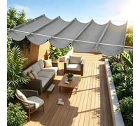 Voile D'Ombrage RéTractable Vague ImperméAble 95% UV 300g/M² œIllets Anti-Rouille - BâChe RéGlable Pare-Soleil pour Terrasse Jardin Pergola Balcon Toile D'Ombrage(Dark Grey,1x2.5m)