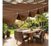 Voile D'Ombrage RéTractable Vague ImperméAble 95% UV 300g/M² œIllets Anti-Rouille - BâChe RéGlable Pare-Soleil pour Terrasse Jardin Pergola Balcon Toile D'Ombrage(Brown,2x8m)