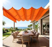 Voile D'Ombrage RéTractable Vague ImperméAble 95% UV 300g/M² œIllets Anti-Rouille - BâChe RéGlable Pare-Soleil pour Terrasse Jardin Pergola Balcon Toile D'Ombrage(Orange,1.5x8m)