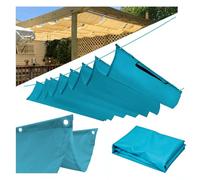 Voile d'ombrage Retractable Vagues avec œillets et Corde, Toile pergola rectangulaire imperméable Anti et indéchirable pour terrasse,Bleu,1m×5m