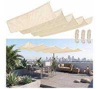 Voile d'ombrage Suspendu Vague 200x350cm Rétractable Imperméable Toile Solaire pour Pergola et Tonnelle Jardin Beige