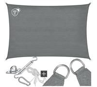 Voile d'ombrage - TECTAKE - Protection solaire SUNNY extérieur en HDPE indéchirable avec protection UV imperméable 3x4m - Gris