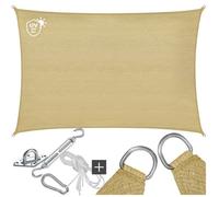 Voile d'ombrage - TECTAKE - Protection solaire SUNNY extérieur en HDPE indéchirable avec protection UV imperméable 3x4m - Sable