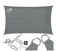 Voile d'ombrage - TECTAKE - Protection solaire SUNNY extérieur en HDPE indéchirable avec protection UV imperméable 5x7m - Gris