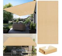 Voile d'ombrage Toile 170 x 290 cm Résistant Aux UV HDPE Voiles d'ombrage avec Le Kit de Fixation pour Patio Jardin, Terrasse, Extérieur, Balcon, Jaune Sable