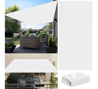 Voile d'ombrage Toile 280 x 320 cm Résistant Aux UV HDPE Voiles d'ombrage avec Le Kit de Fixation pour Patio Jardin, Terrasse, Extérieur, Balcon, Blanc