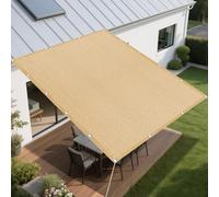 Voile d'ombrage Toile 519 x 558 cm Résistant Aux UV et Aux Intempéries Filet de Protection UV avec Oeillets Cordons pour en Plein Air, Jardin & Terrasse, Jaune Sable