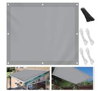 Voile d'ombrage toile imperméable, sans perçage, bloque les UV, résistant aux intempéries avec cordes et attaches pour pergola, terrasse, balcon, tonnelle, jardin (3 x 4 m, gris)