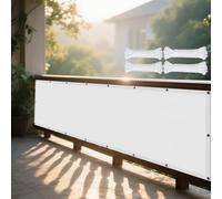 Voile d'ombrage Toile Rectangulaire 102 x 340 cm Protection des Rayons 95% UV Toile Ombrage Auvent PES avec 4 Morceaux de Corde pour en Plein Air, Jardin & Terrasse, Blanc