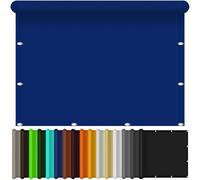 Voile d'ombrage Triangulaire 110 x 220 cm Filet Brise Vue Anti UV Indéchirable, sans Perçage Coupe-Vent avec Cordes de Fixation pour Patio Terrasse Extérieur, Bleu Foncé