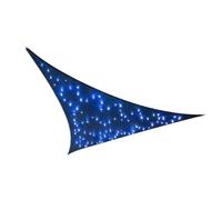 Perel Voile d'ombrage 100 LED solaires, Effet Ciel étoilé, Toile ombrage, Toile extérieure terrasse perméable, Protection UV, 3 Anneaux Acier Inoxydable, 3.6 x 3.6 x 3.6 m, 180 g/m², PEHD,