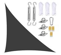 Voile d'ombrage triangulaire - 3 x 4 x 5 m - Résistant aux intempéries - Avec cordes de fixation - Protection UV pour terrasse, jardin et balcon - Noir 3 x 3 x 4 m