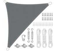 Voile D'ombrage Triangulaire 3x3x3m Avec Kit Fixation, Toile Ombrage Triangulaire Imperméable, Protection Solaire Et Anti UV, Toile D'ombrage Sans Perçage Convient aux Terrasse,Jardins et Serres（Gris）