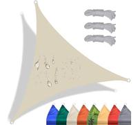 Voile d'ombrage triangulaire 4,5 x 4,5 m - Imperméable à 98 % des rayons UV - Pour jardin, terrasse - Blanc cassé pour une protection ultime