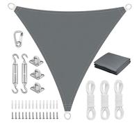 Voile D'ombrage Triangulaire 4x4x4m Avec Kit Fixation, Toile Ombrage Triangulaire Imperméable, Protection Solaire Et Anti UV, Toile D'ombrage Sans Perçage Convient aux Terrasse,Jardins et Serres（Gris）