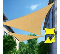 Voile D'Ombrage Triangulaire 95% Protection UV, Filet Ombrage Hdpe 160g/M² avec œIllets, Coupe-Vent Respirant, Toile Ombrage Exterieur pour Jardin Terrasse Serre Piscine(Beige,5x5x5m)