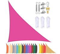 Voile d'ombrage triangulaire avec œillets - Imperméable à 90 % - Protection UV - Pour balcon, terrasse, jardin, plage, piscine - Rouge rosé, 4 x 4 x 5,7 m