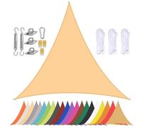 Voile d'ombrage triangulaire avec œillets - Protection UV à 90 % - Pour terrasse, balcon, jardin, plage, piscine, cour - Beige - 2 x 2 x 2 m