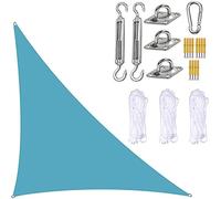 Voile d'ombrage triangulaire avec kit de fixation - 3 cordes - Imperméable et anti-UV - Pour jardin, terrasse - Bleu clair - 4 x 5,7 m