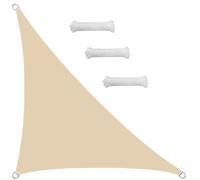 Voile d'ombrage triangulaire droit imperméable pour extérieur, jardin et terrasse, beige avec kit de corde, parfait pour terrasses et cour - 3 x 3 x 4,25 m