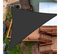 Voile d'ombrage triangulaire droit, robuste, résistant à l'eau, 1,1 x 1,1 x 1,1 m, blocage des UV, noir, pour terrasse, jardin, cour, housse de pare-soleil incurvée imperméable