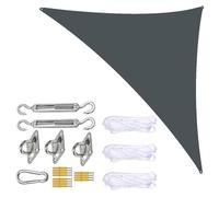 Voile d'ombrage triangulaire en polyester polyéthylène imperméable avec kit d'installation avec cordes - Idéal pour balcon, jardin et terrasse - Gris - 1,4 x 4 x 4 m