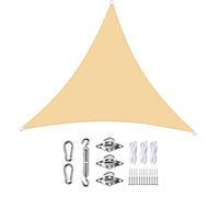 Voile d'ombrage triangulaire étanche 5,8 x 5,8 x 5,8 m Windproof Anti UV Awning Canopy for Party Backyard Lawn Outdoor Activities Cream Color Free Rope Included