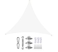 Voile d'ombrage Triangulaire étanche 8 x 8 x 8 m,Bloc UV à 98% avec kit de Fixation pour extérieur,Patio,Jardin,Cour,arrièrecour,Blanc