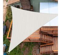 Voile d'ombrage triangulaire imperméable, 1,2 x 1,2 x 1,5 m, blanc, bloque 98 % des rayons UV, avec bords incurvés en corde pour terrasse et jardin, protection extérieure et auvents