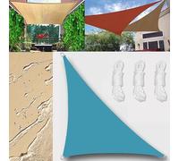 Voile d'ombrage triangulaire imperméable, 2,5 x 2,5 x 3,5 m, protection UV pour jardin, terrasse et espaces extérieurs, avec corde, bleu