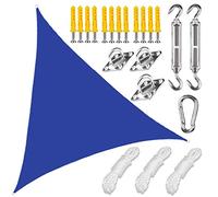 Voile d'ombrage triangulaire imperméable 2 x 2 x 2 m avec protection UV à 98 % - Bleu foncé - Avec accessoires d'installation pour jardin et terrasse